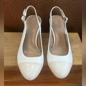 Naturalizer Cream Slingback Heels with Low Heel